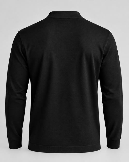 Polo manica lunga in Lana Merino – Nero