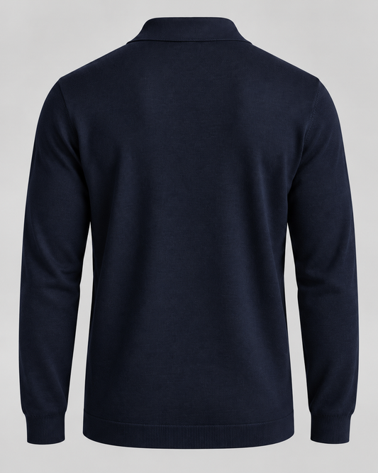 Polo manica lunga in Lana Merino – Blue Navy