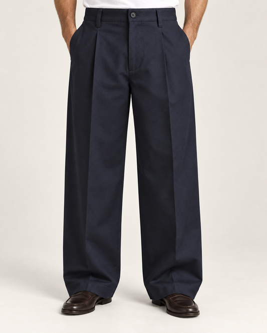 Pantalone in Cotone Wide Leg – Blu Navy