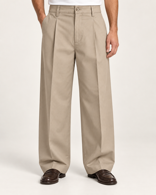Pantalone in Cotone Wide Leg – Beige