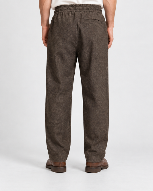 Pantalone in Lana Relaxed Fit – Marrone Moro