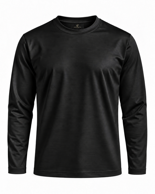 T-shirt manica lunga in Filo di Scozia – Nero