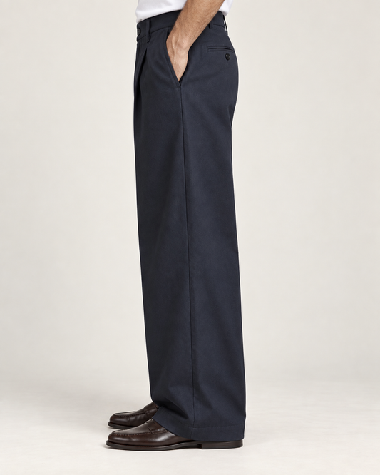 Pantalone in Cotone Wide Leg – Blu Navy