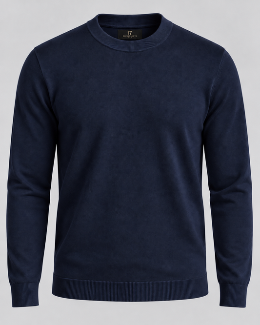 Girocollo in lana merino - Blue Navy