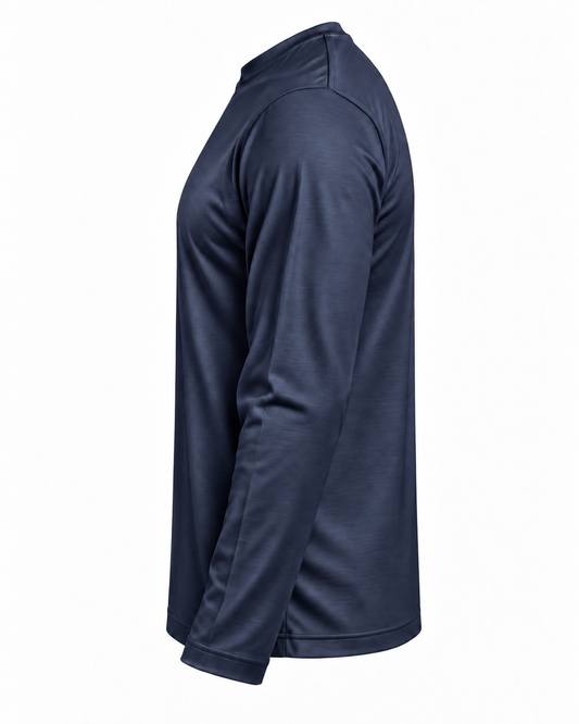 T-shirt manica lunga in filo di Scozia - Blue Navy