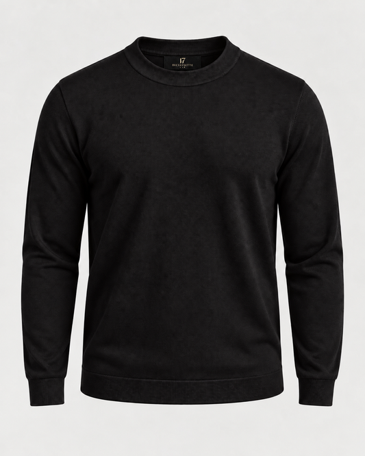 Girocollo in lana merino - Nero