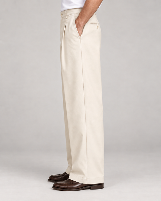 Pantalone in Cotone Wide Leg – Crema