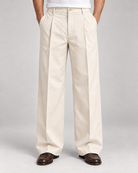 Pantalone in Cotone Wide Leg – Crema