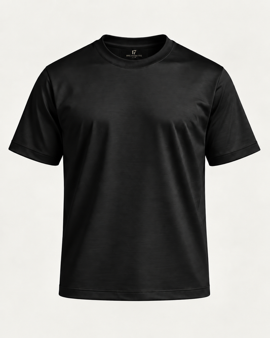 T-shirt manica corta in filo di Scozia - Nera