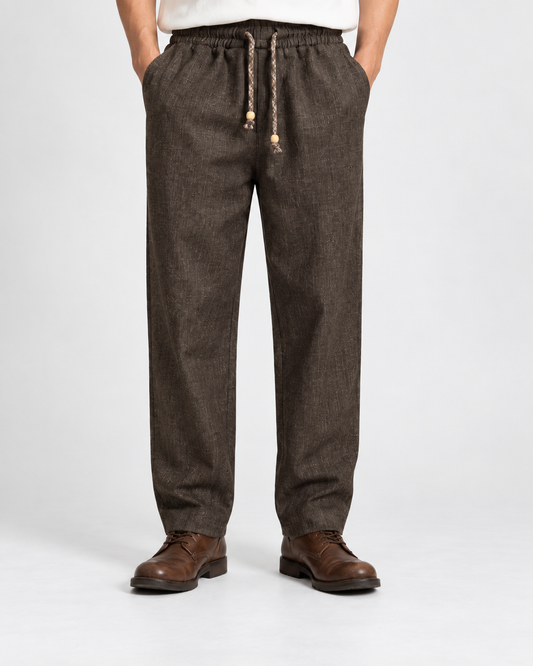 Pantalone in Lana Relaxed Fit – Marrone Moro